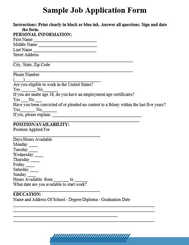 Generic Job Application Form