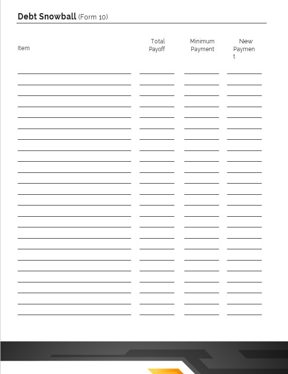 debt payoff form template