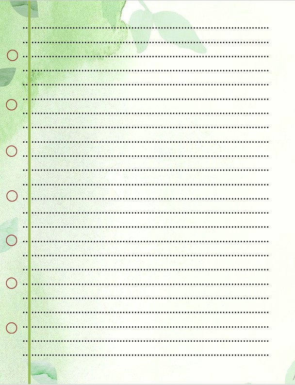 green notebook paper template