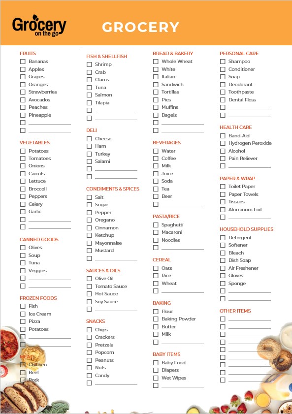 grocery checklist printable