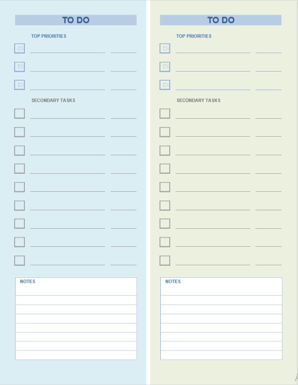 two printable to do checklist