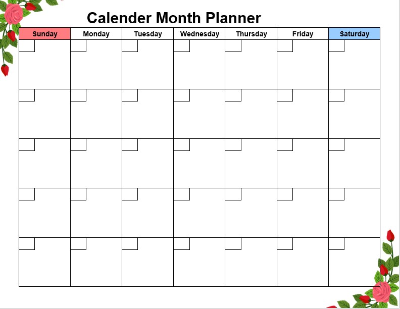Calender Month Planner