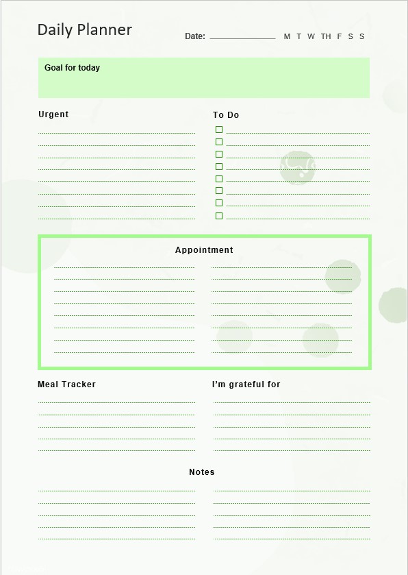 Green Daily Planner Template