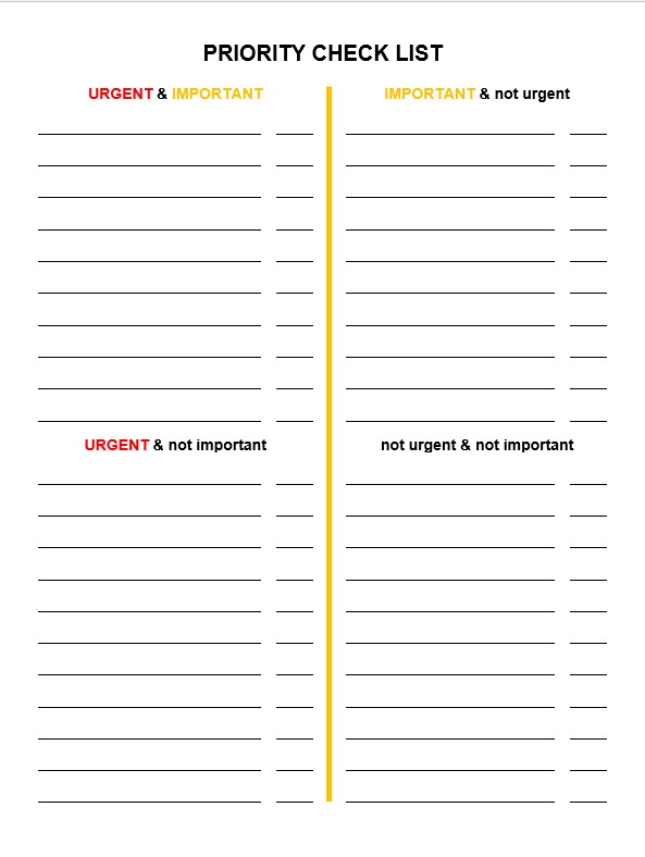 Priority Check List Template