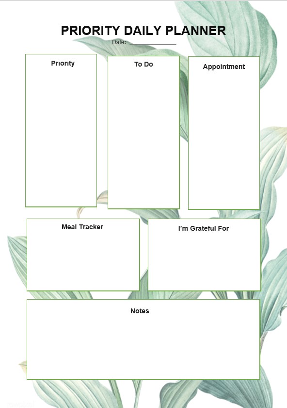 Priority Daily Planner Template