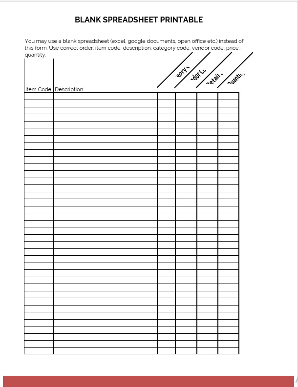 blank inventory spreadsheet
