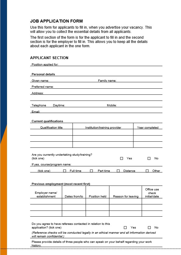 employment job application templat
