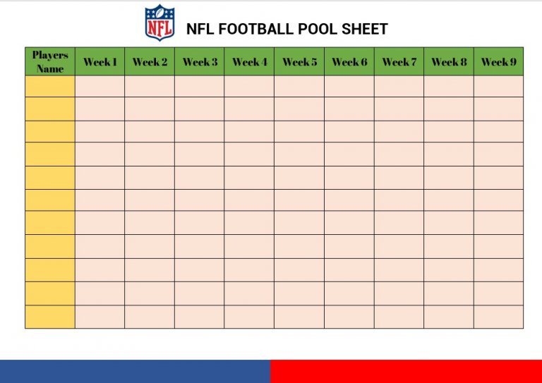 Printable Football Pool Sheet Room Surf