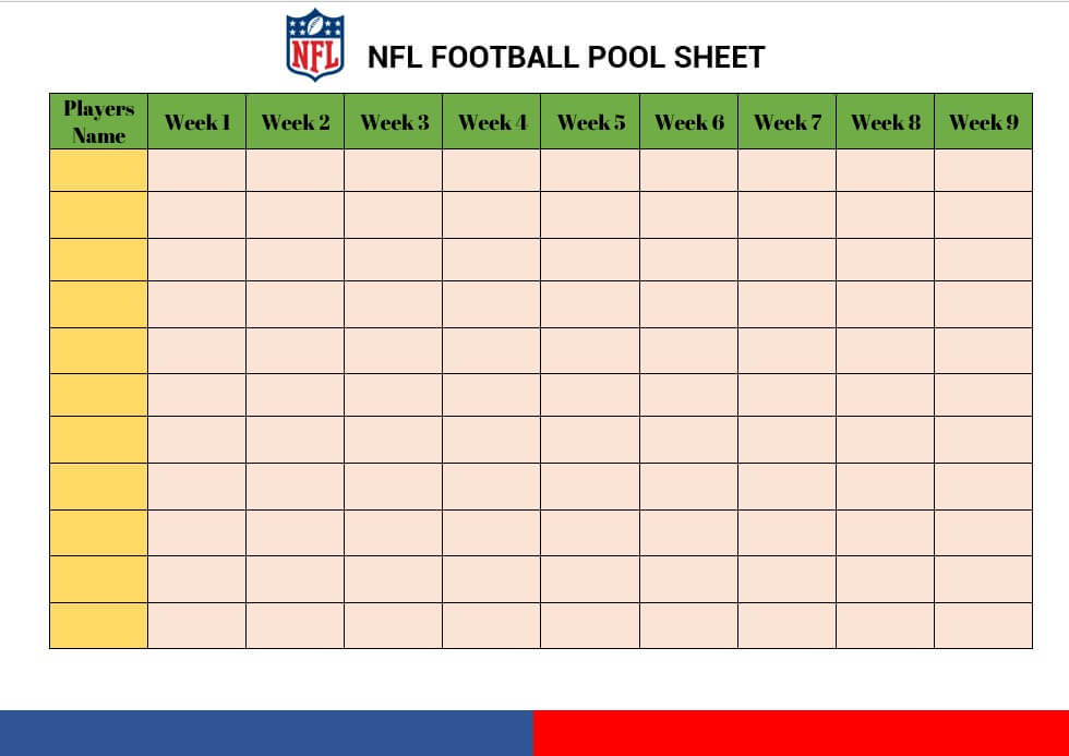 NFL football pool sheet