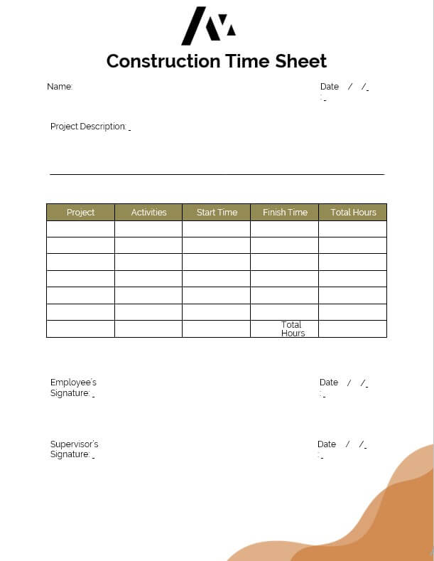 construction timesheet Printable