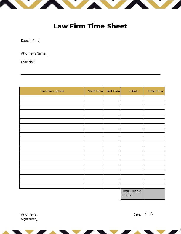 law firm timesheet printable