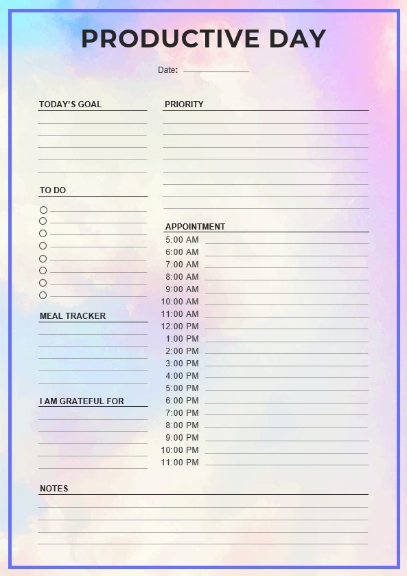 Daily Goals Planner Template