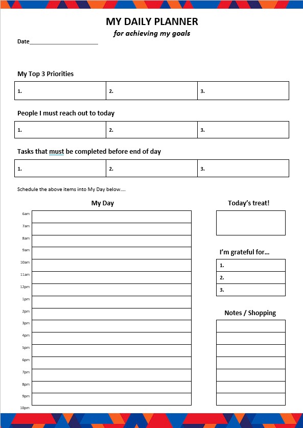 My daily planner template