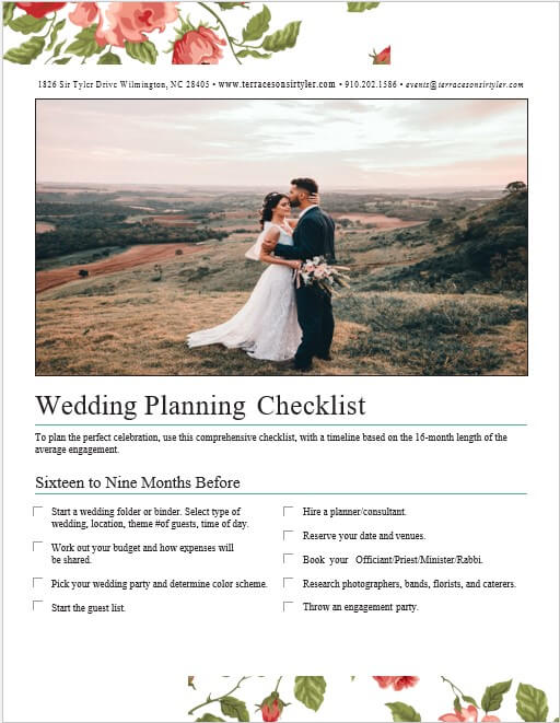 Printable Wedding Planning