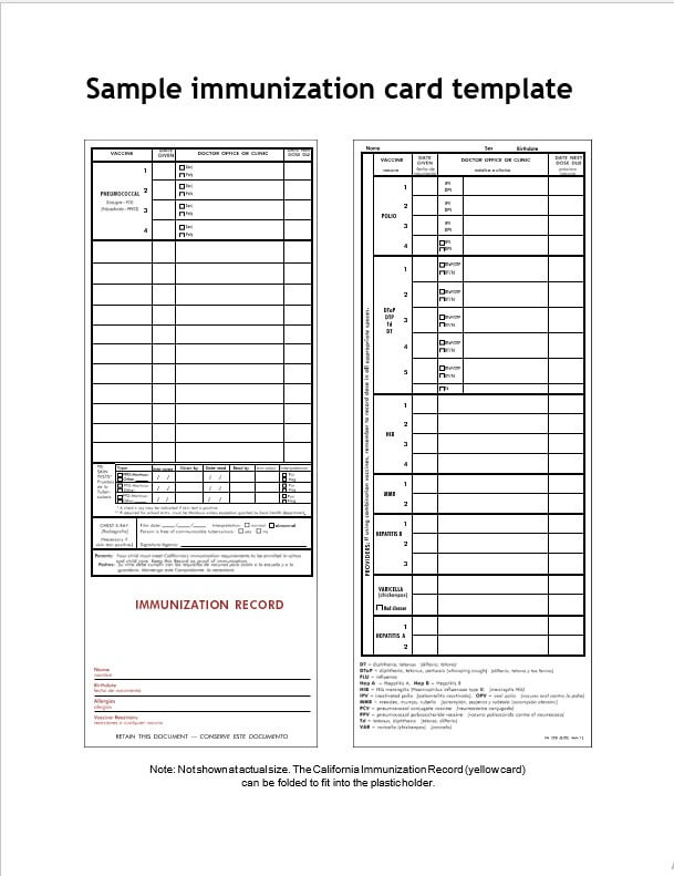 Printable Immunization Records | room surf.com