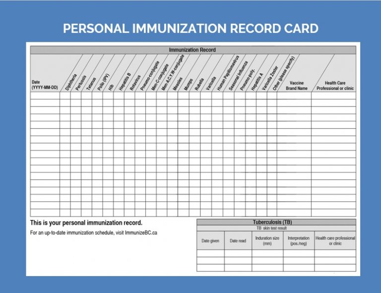 Printable Immunization Records room surf com