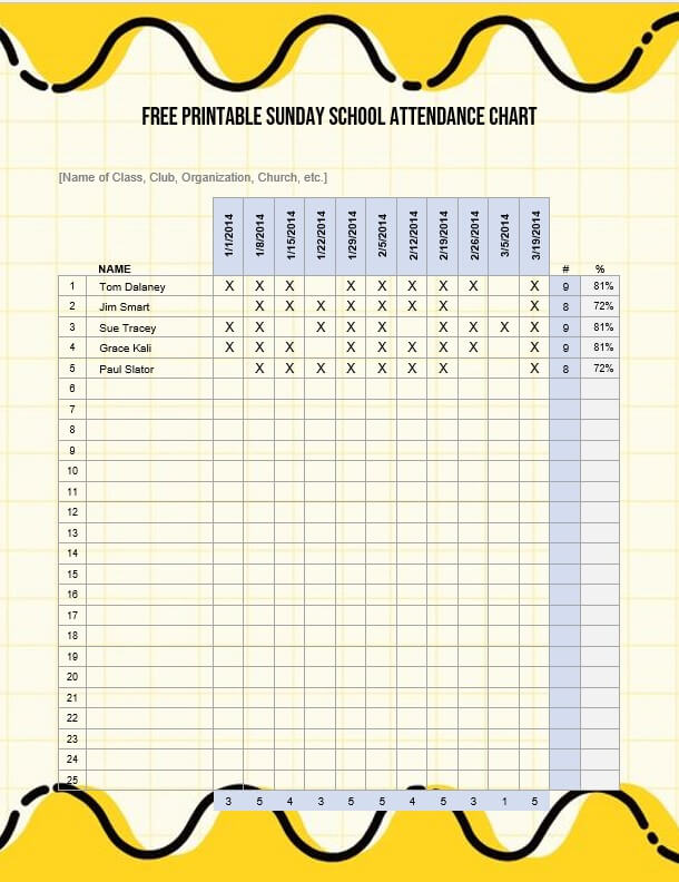 school attendance chart Template