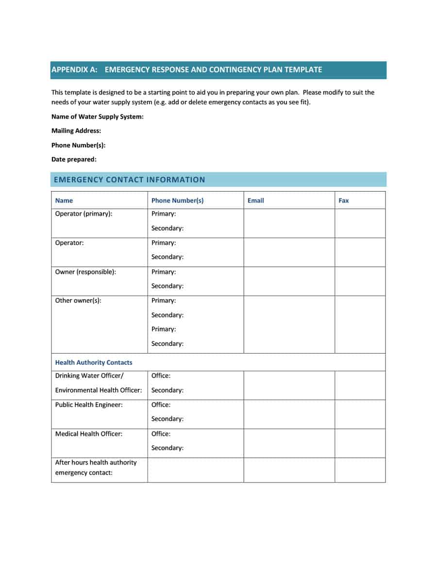 Contingency Plan Template room surf com