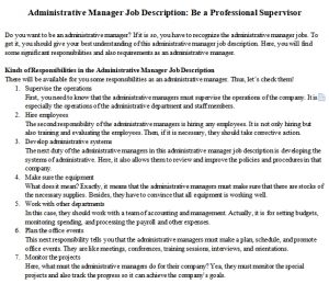 administrative supervisor responsibilities