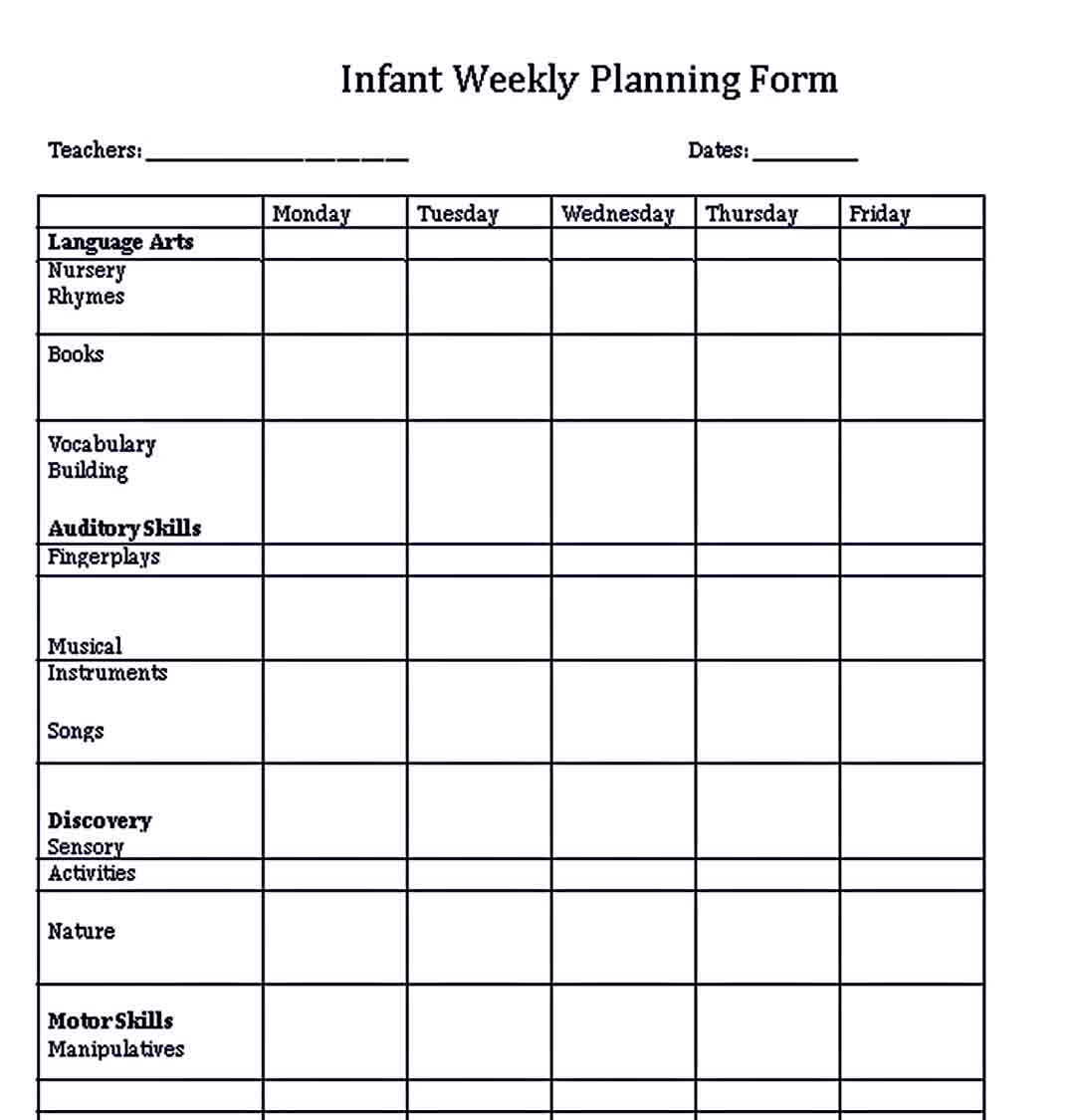 Infant Lesson Plan Templates room