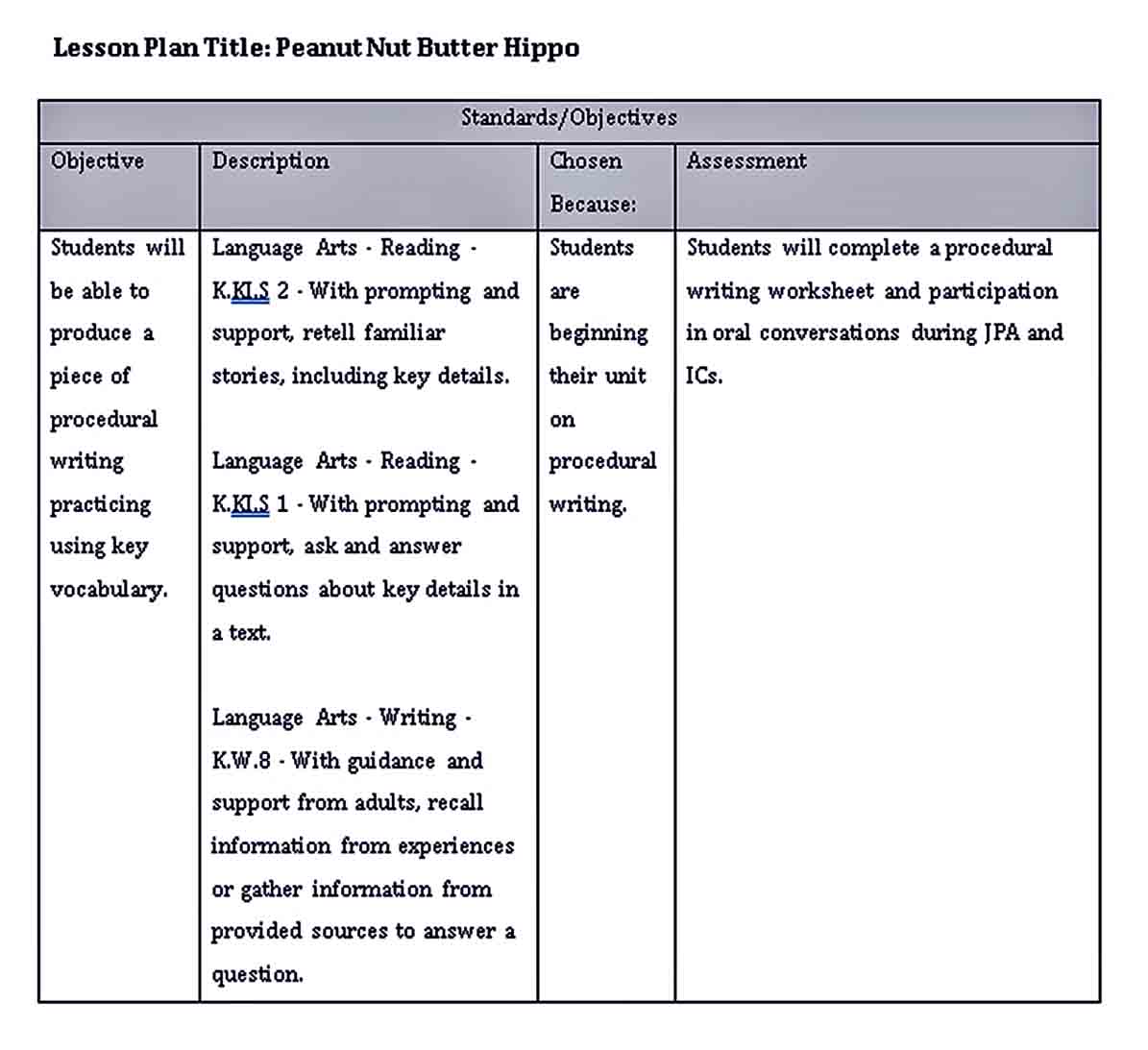 kindergarten lesson plans