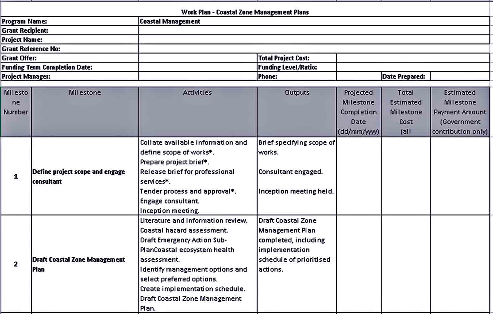 Excel Work Plan Template room