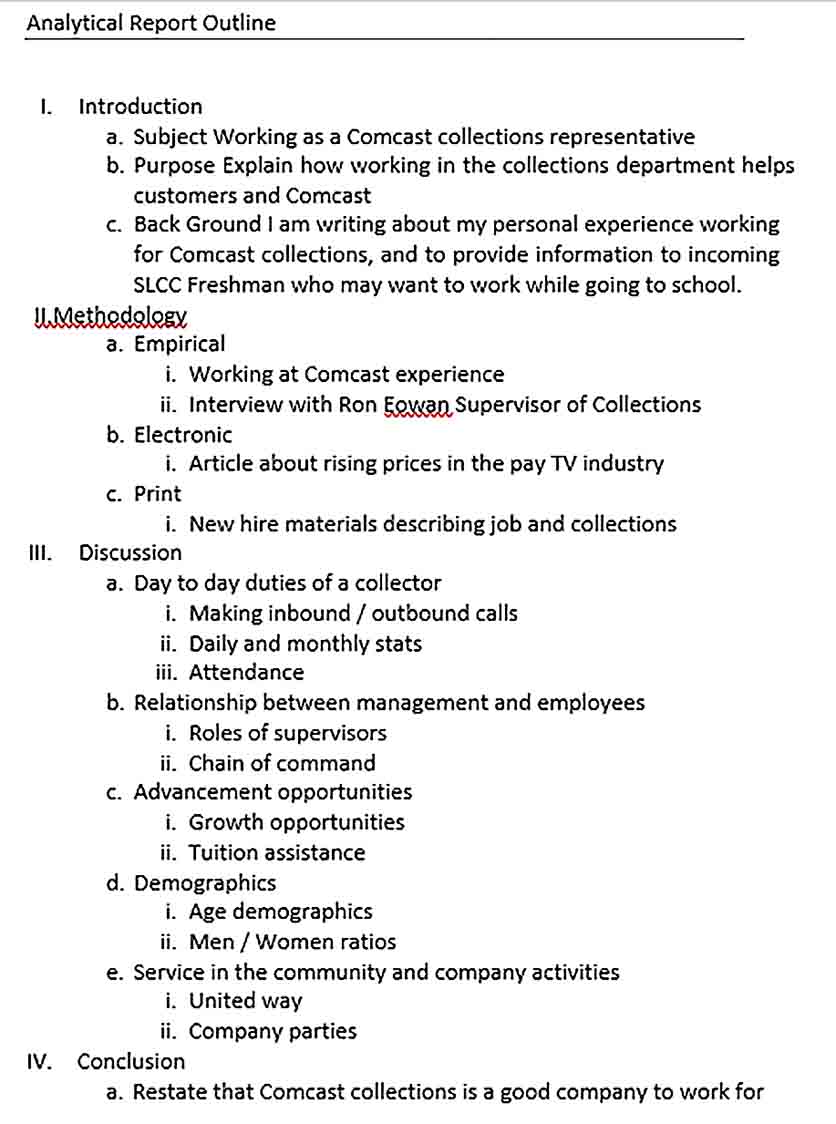 Outline Examples Template for Various Documents and Other Purposes