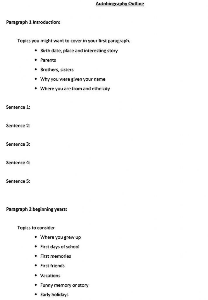 Sample Autobiography Outline Template Tips, Writing ...