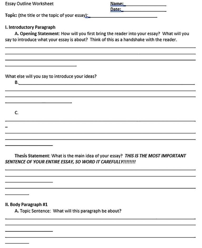 Essay outline template image