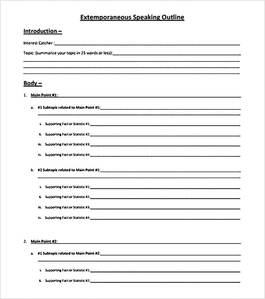 Speech Outline Templates Room Surf