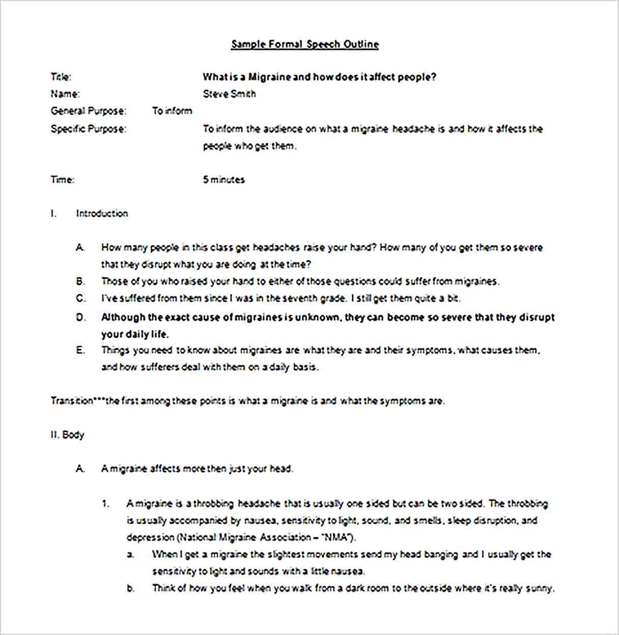 Speech Outline Templates Room Surf