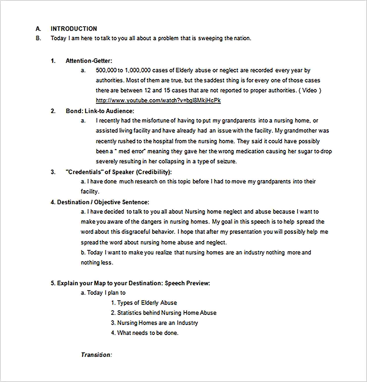 Speech Outline Template Word