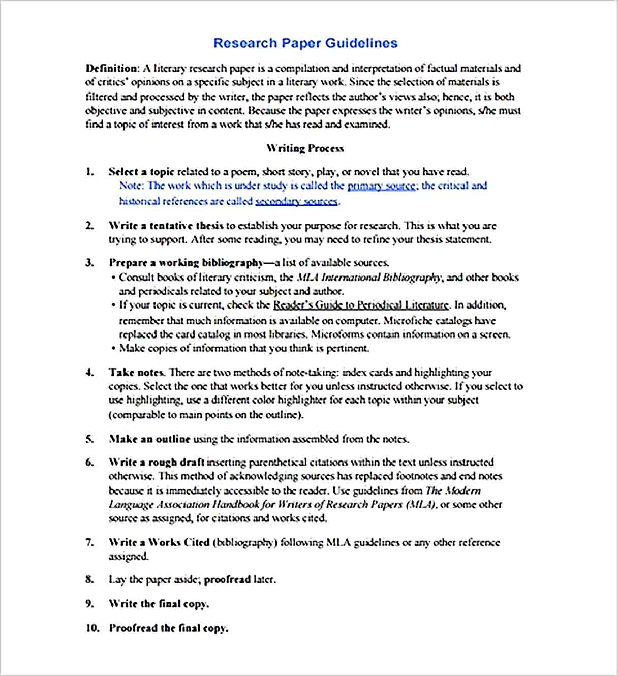 Paper Outline Template Word