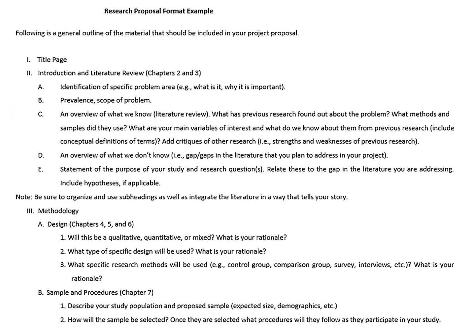 Research Project Proposal Outline Template and Items room