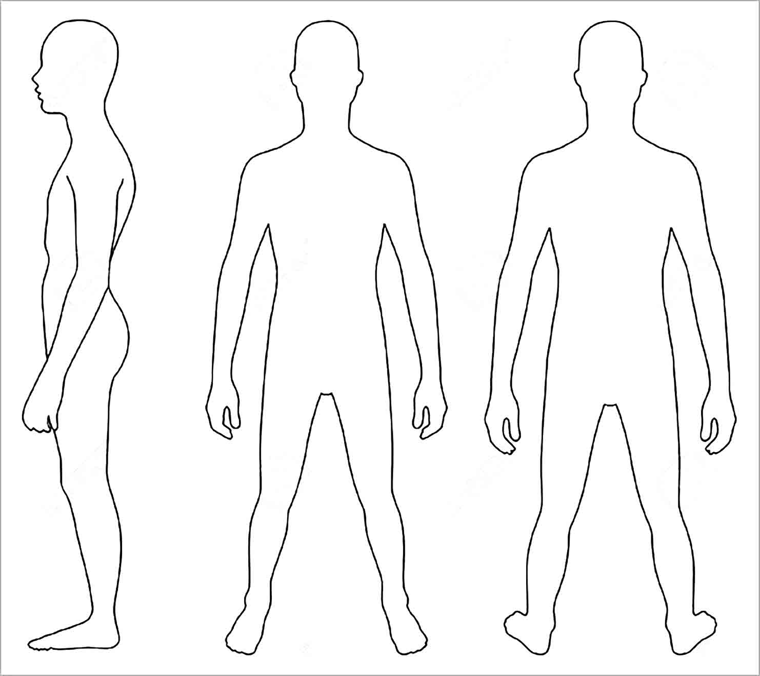 Sample Human Body Outline Template for the Learning Media to Draw