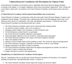 Clinical research director job description