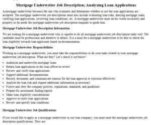 Mortgage loan processors job description