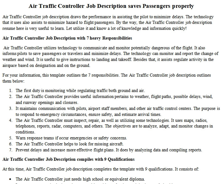 Air Traffic Controller Job Requirements