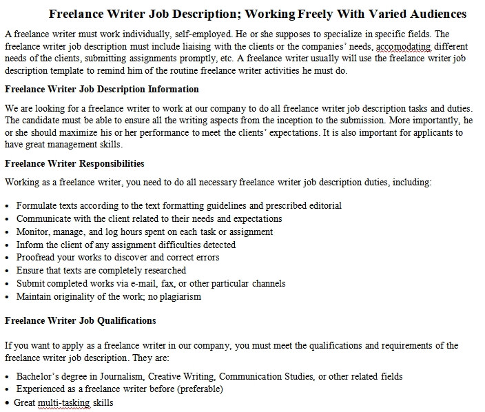 Job listings for freelance writers