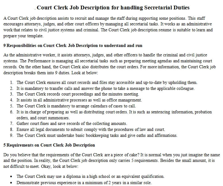 Court officer job description nsw