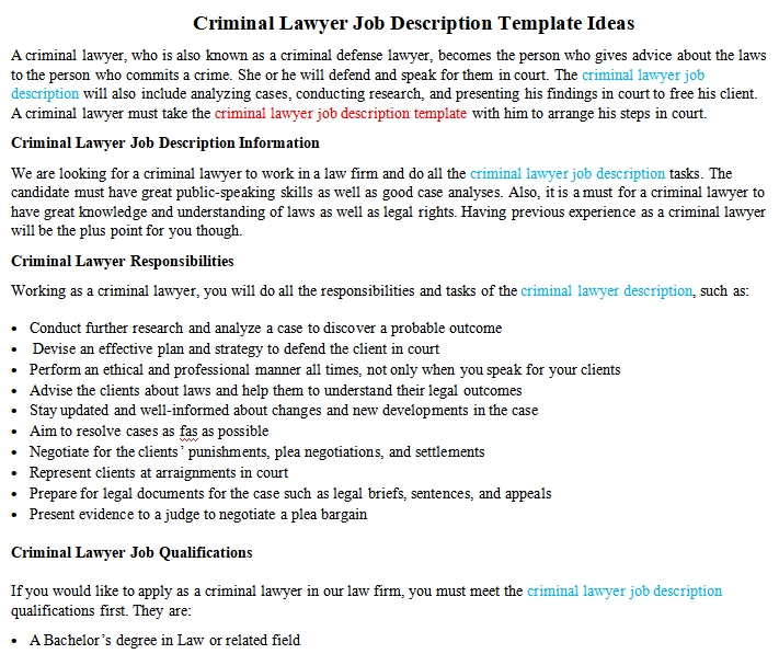 Criminal lawyer job description ehow