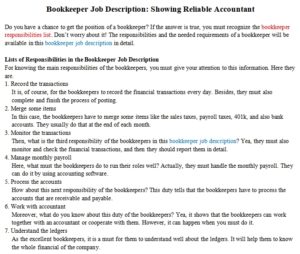 bookkeeping job description