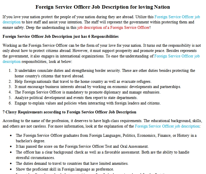Foreign Service Officer Job Description For Loving Nation Room Surf