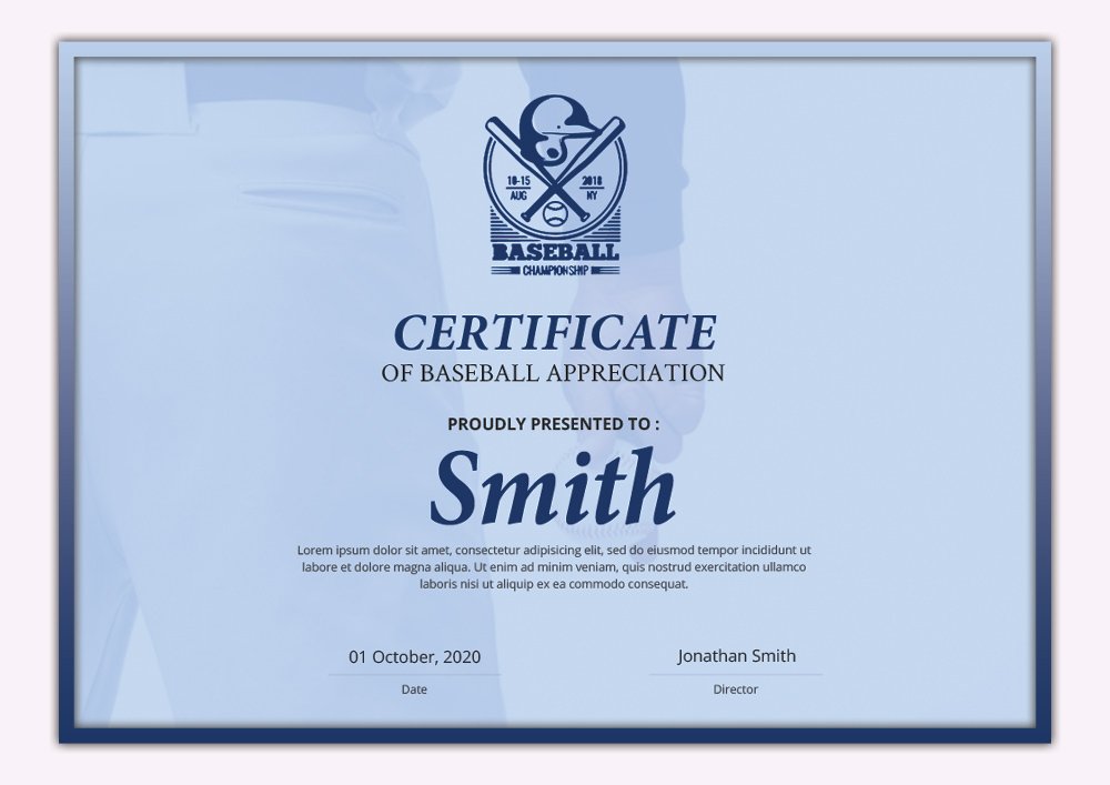 Baseball Certificate Design Template