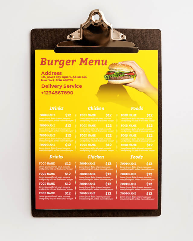 Burger Menu Design Template