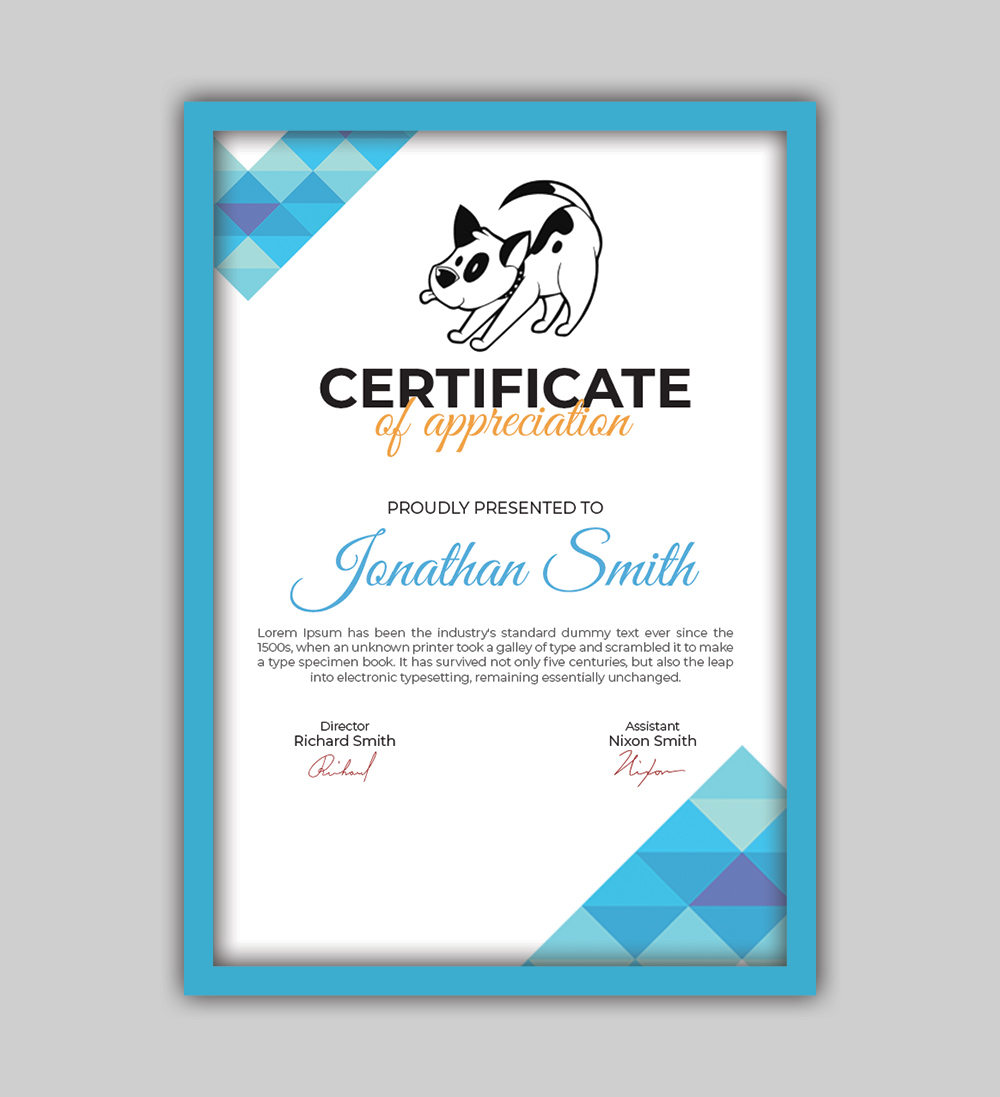 Dog Certificate in Photoshop Free Download  room surf.com With Service Dog Certificate Template