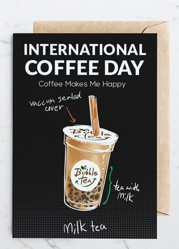 International Coffee Day Greeting Card Template Example