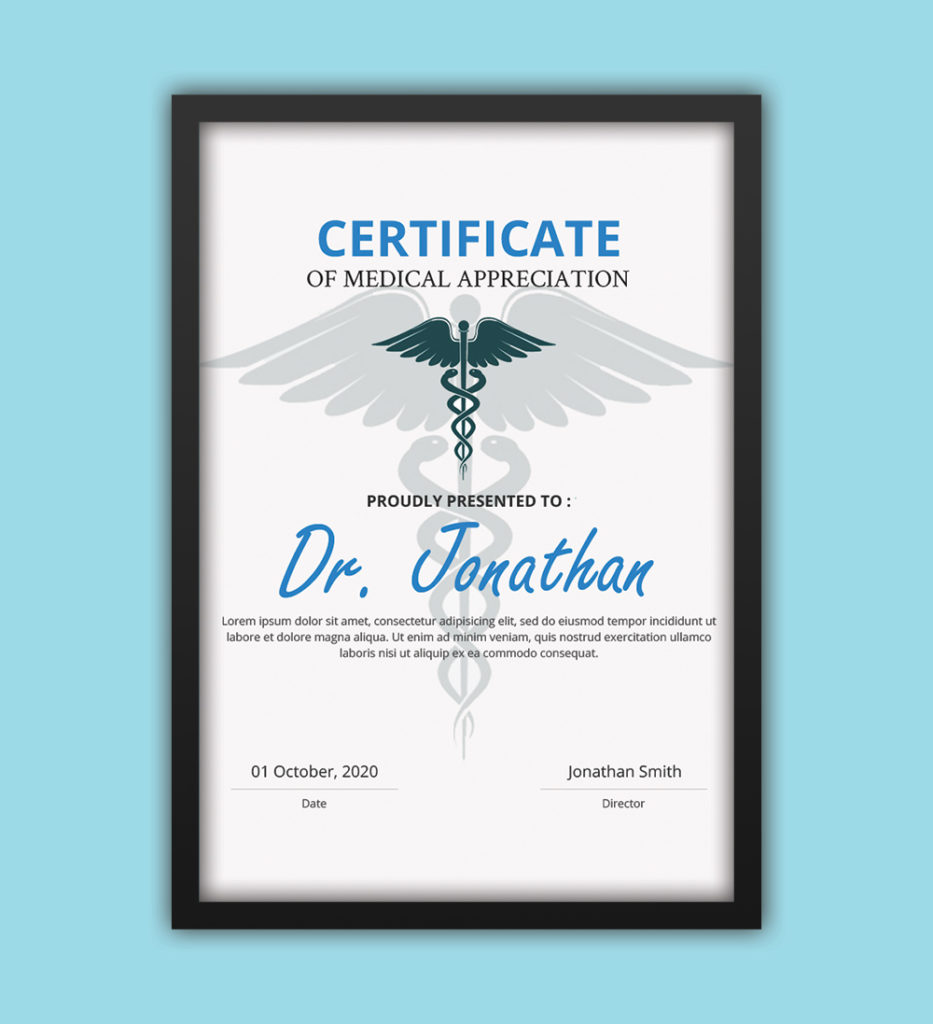Medical Certificate Customizable PSD Template | room surf.com