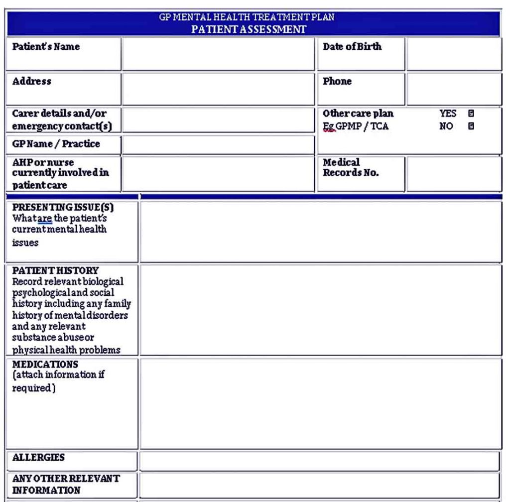 Individual Service Plan Mental Health Example