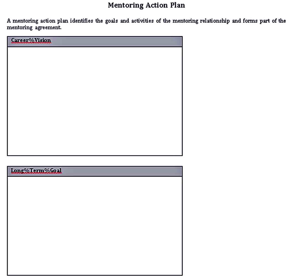 Mentoring Action Plan Templates room